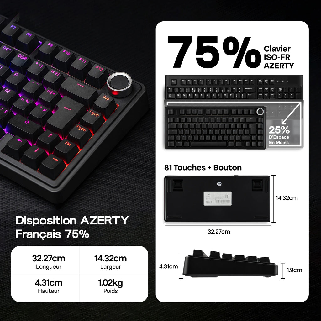 CLAVIER MÉCANIQUE AULA F75 | AZERTY