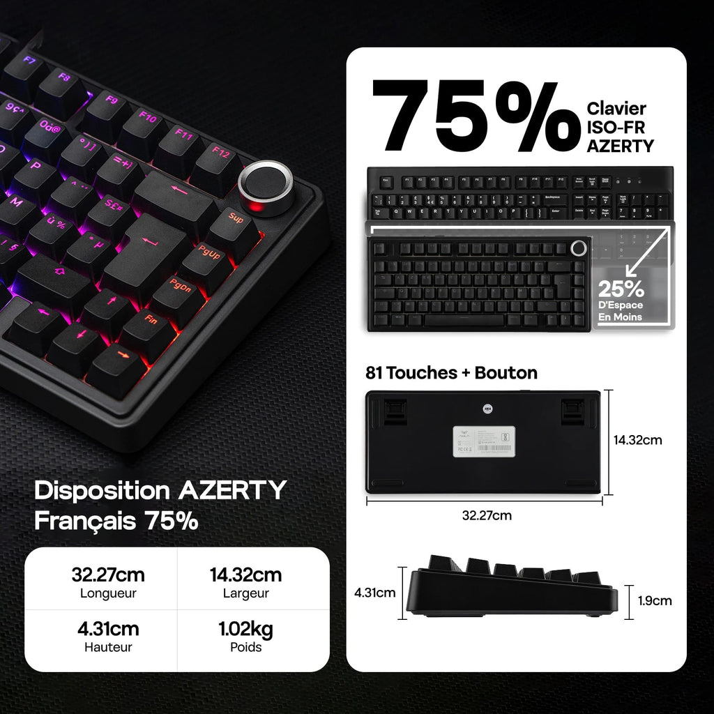 CLAVIER MÉCANIQUE AULA F75 | AZERTY - AREA 404