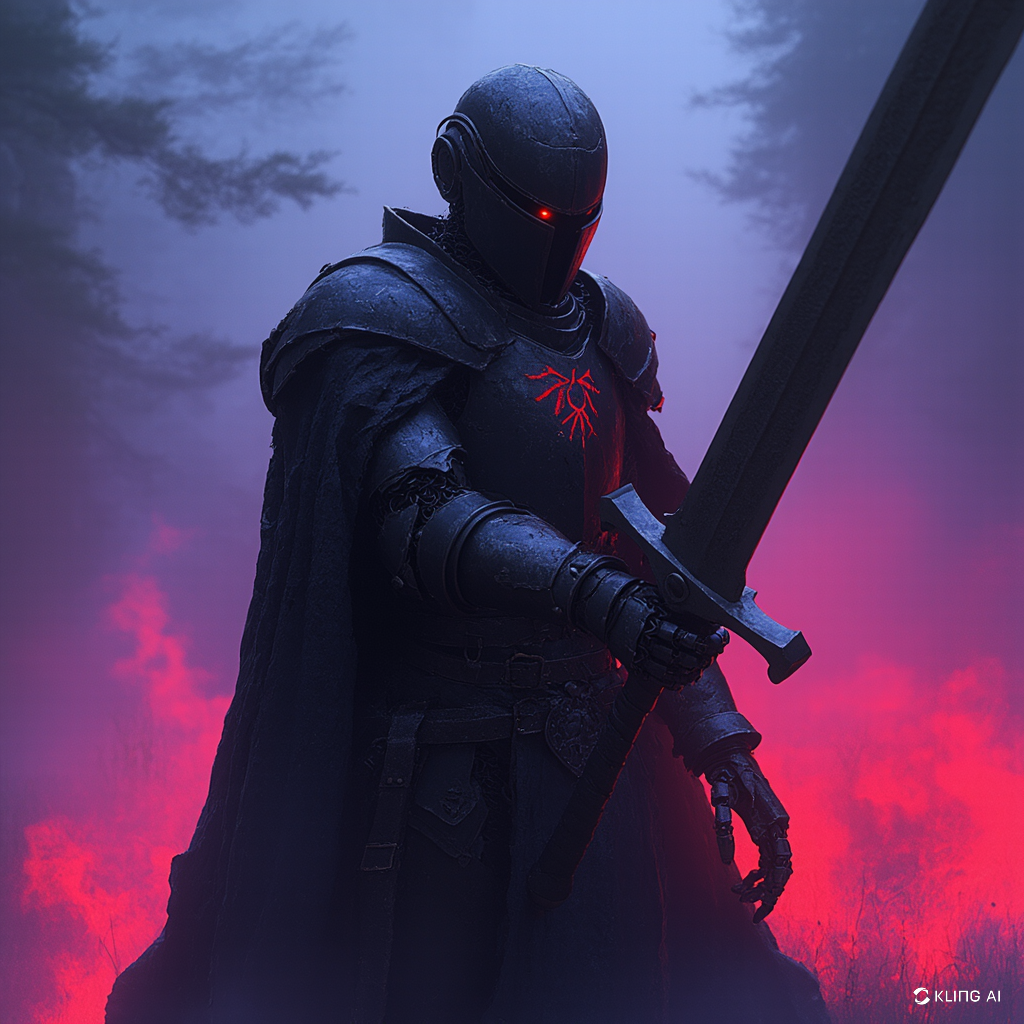 1x1 A robot  clad in medieval armor -3